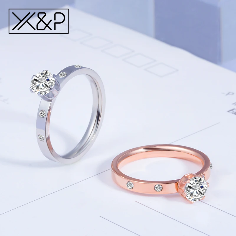 Модные брендовые парные кольца X & P из розового золота с искусственными