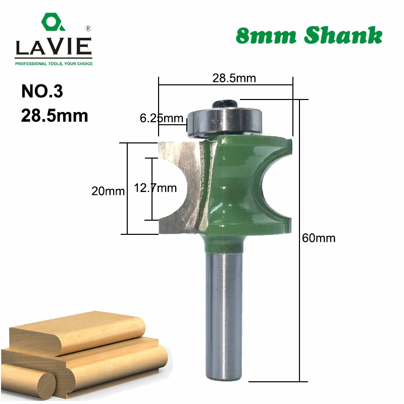 LA VIE 1 шт. 8 мм хвостовик Bullnose полукруглый Бит Endmill фрезы дерево 2 Флейта подшипник, Деревообрабатывающий инструмент Фрезы MC02047