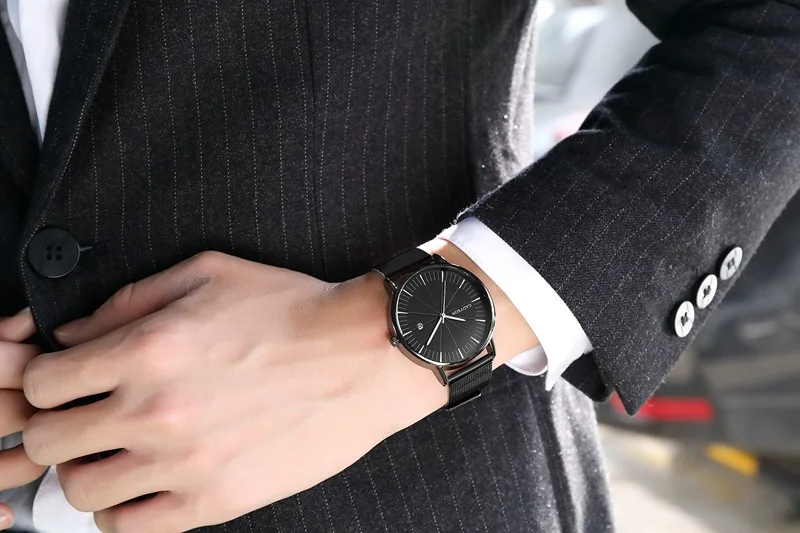 Ultra Thin Watch Men's Quartz Wristwatches Top Brand Luxury Casual Steel Mesh Date Waterproof Clock Male Relogio Masculino