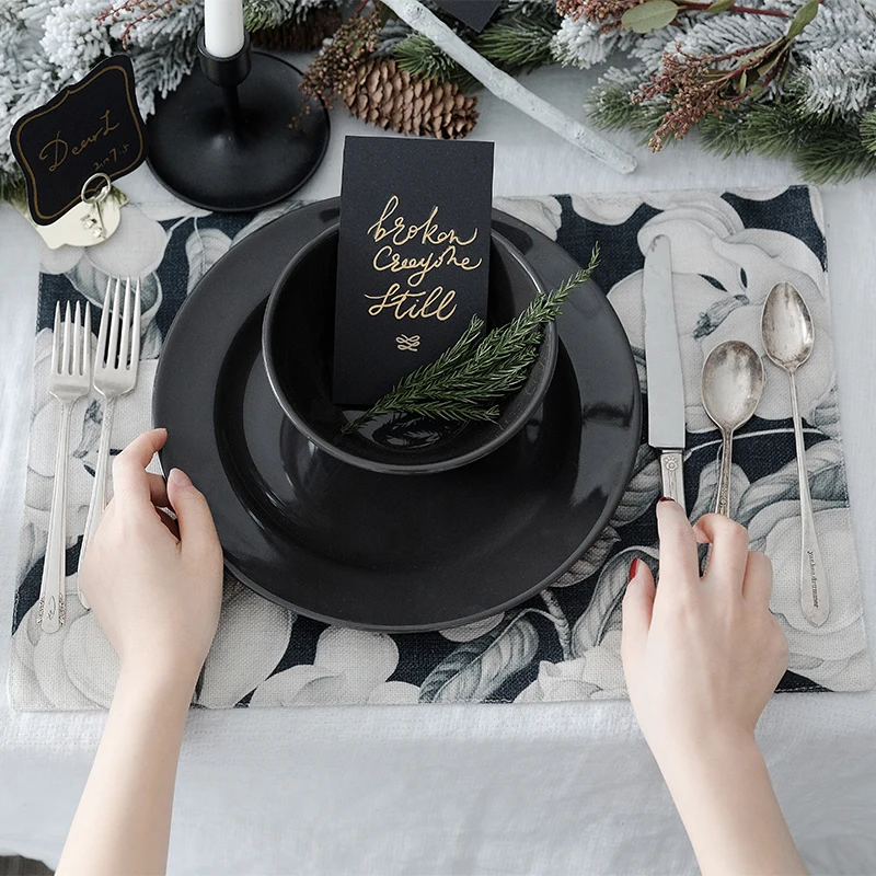 Домашний коврик украшение черный эскиз 3D Цветочный дизайн Настольная изоляция