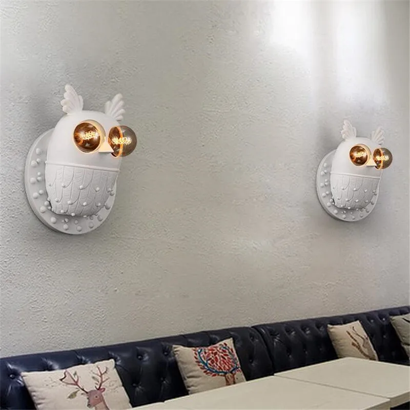 Современные Настенные светильники в скандинавском стиле с совой креативный