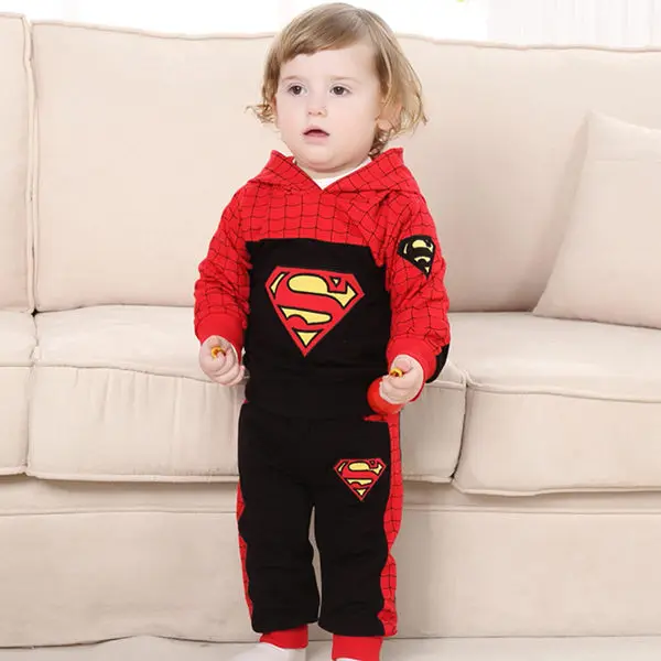 2020 Cotton Superman Baby Boys Hoody and Pants 2pcs Clothes Set for 1 2 Years Old New Infant RBS175004 |
