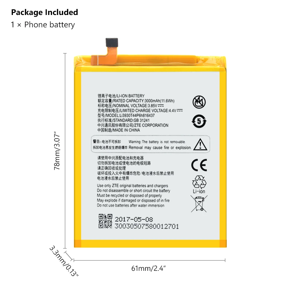 Замена 3000 mAh батареи Li3930T44P6h816437 литиевая аккумуляторная батарея для телефона Vodafone