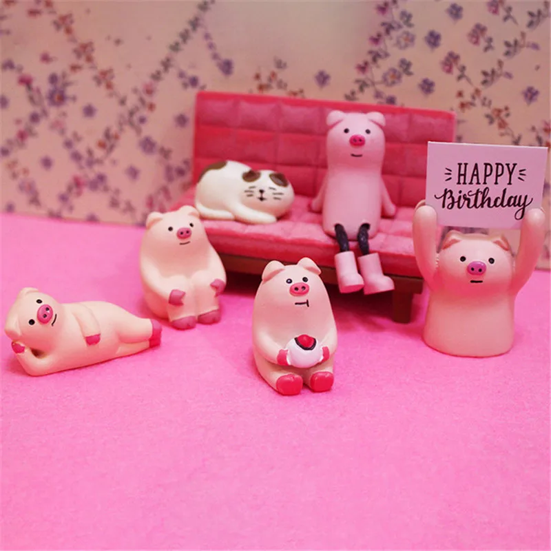 Kawaii Мини розовая свинья смола домашние украшения с животными Волшебные садовые