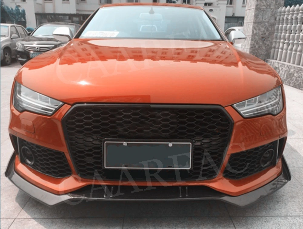 Передний спойлер из углеродного волокна для Audi A6 RS6 A7 RS7 2012-, защита для подбородка, защита для автомобиля