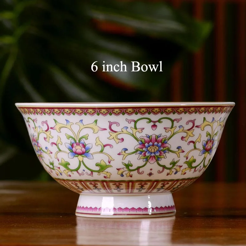 N(6 inch) 4,5/5/6 Цзиндэчжэнь Керамика пастель набор посуды, цвета слоновой кости миски классический китайский миски под рис, пиалы для лапши рамен домашнего декора подарки благоприятный - Цвет: N(6 inch)