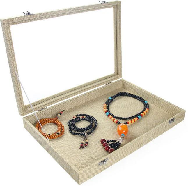 Популярная шкатулка из натурального льна для украшений, колец, сережек, браслетов, ожерелья или других украшений, органайзер для хранения ювелирных изделий, упаковка