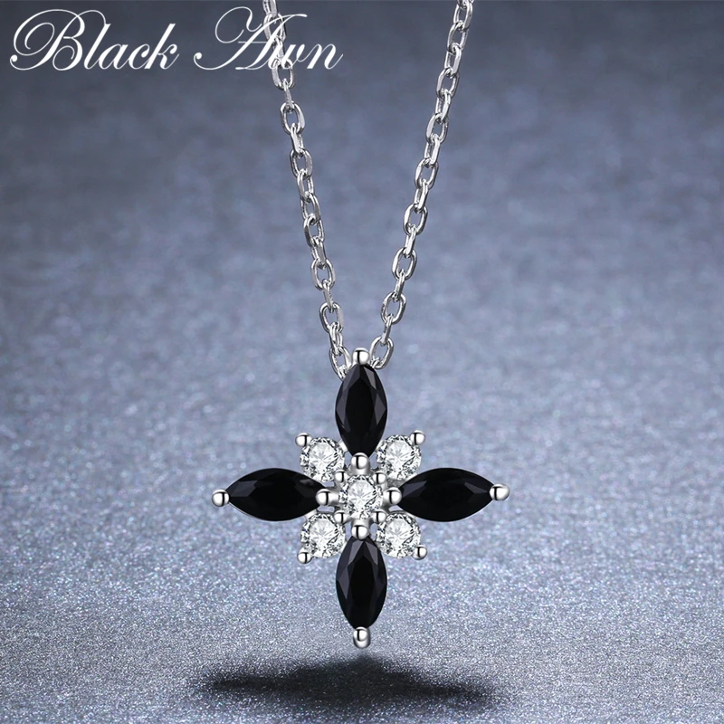 

Black Awn New Romantic Arrive 925 Sterling Silver Fine Jewelry Trendy Flower Engagement necklaces & pendants for Women K004