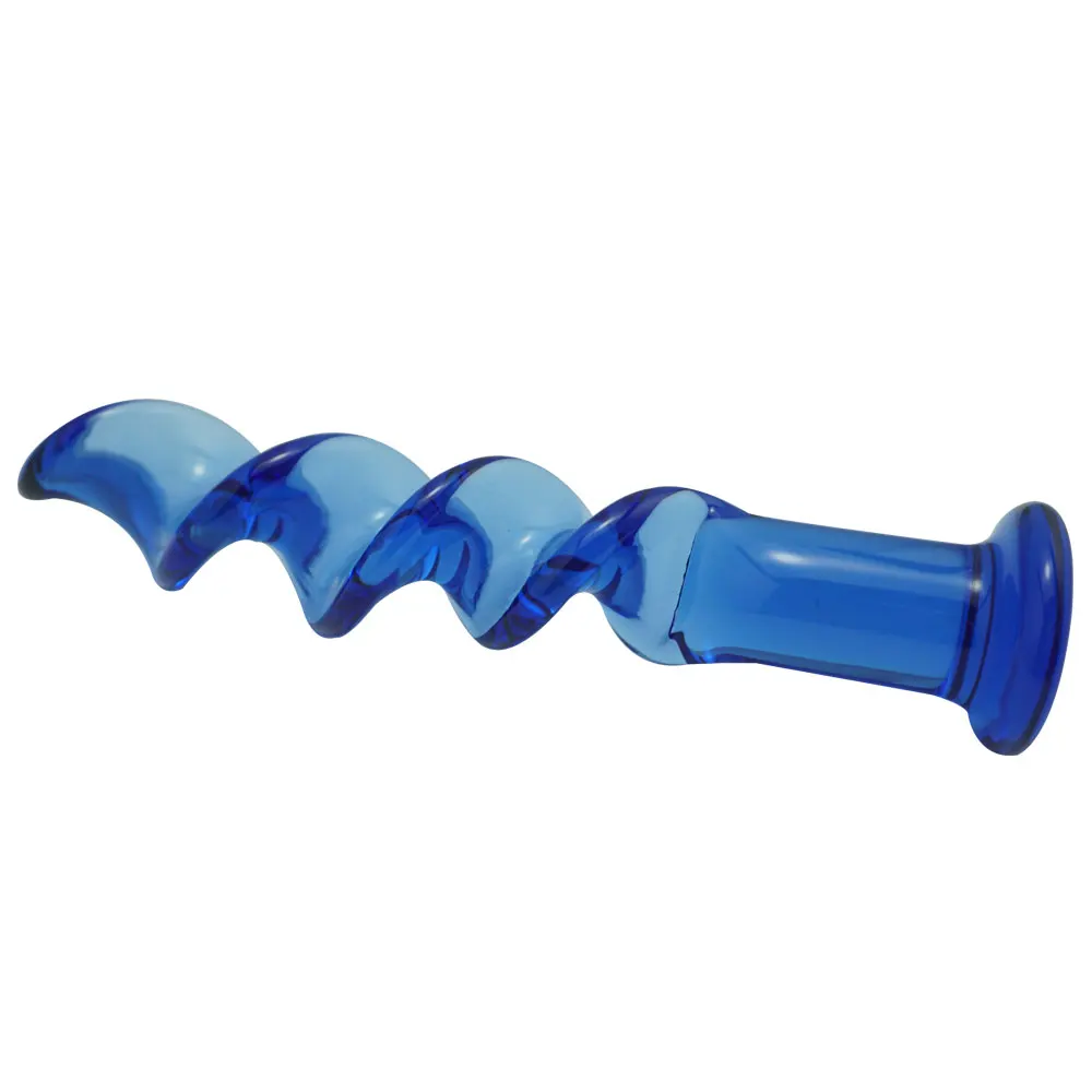 New large blue head pyrex crystal wave glass anal butt plug beads dildo masturbation sex toys product for men women | Красота и