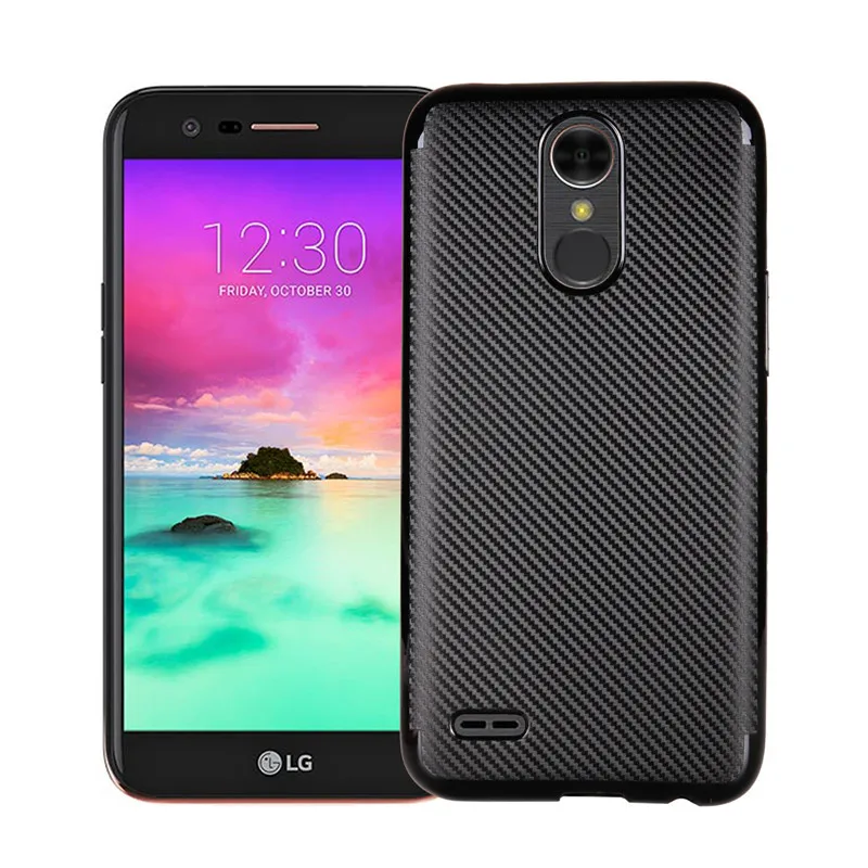 Чехол Fundas из синтетического волокна чехол для LG K10 2017 мягкий углеродного и ТПУ