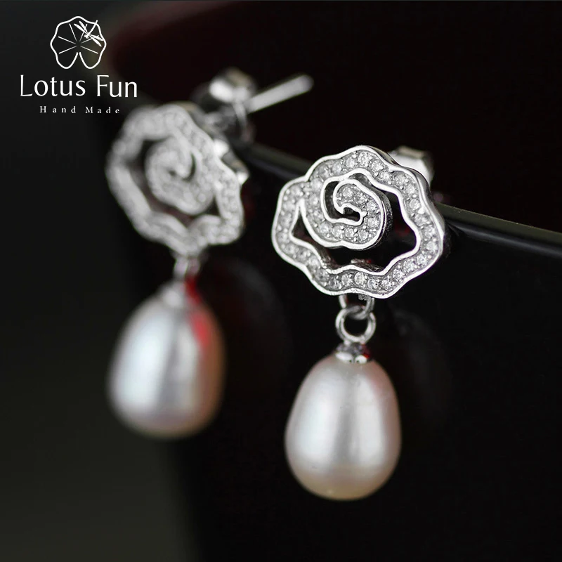 Lotus Fun реальные стерлингового серебра 925 натуральный жемчуг творческий ручной