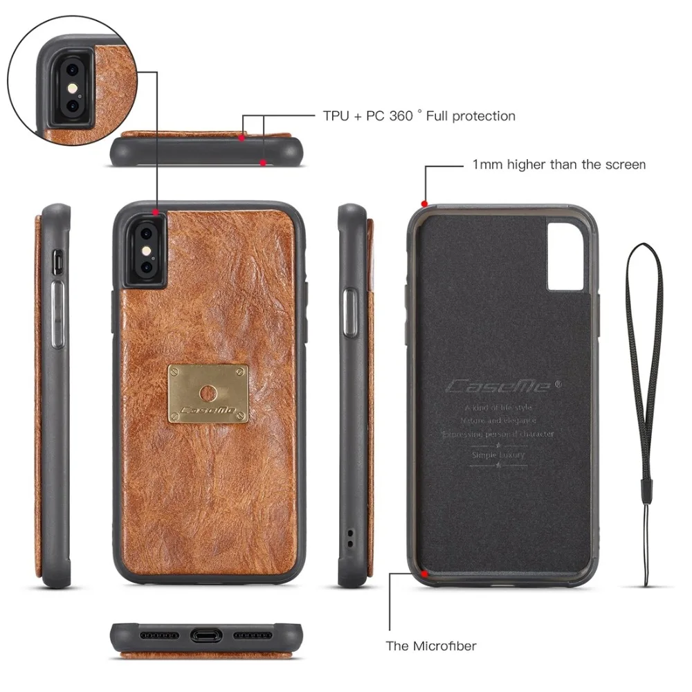 CaseMe для iPhone X ТПУ ПК грубые Crack Текстура Магнитная поглощения Съемная задняя