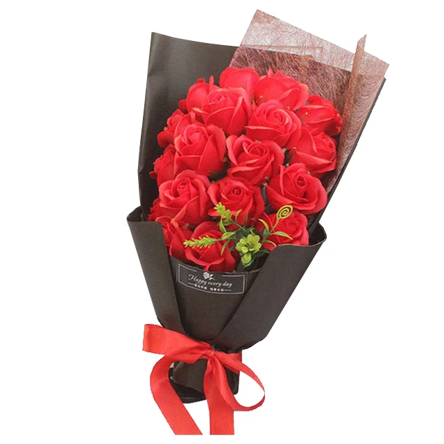 red Flone 18 шт. креативное ароматизированное мыло цветок роза букет Мыло Цветы Подарочная коробка имитация розы День Святого Валентина подарок на день рождения Декор - Цвет: red