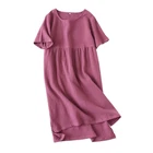 Женская ночная рубашка из 100% хлопка, с коротким рукавом, однотонная летняя ночная рубашка