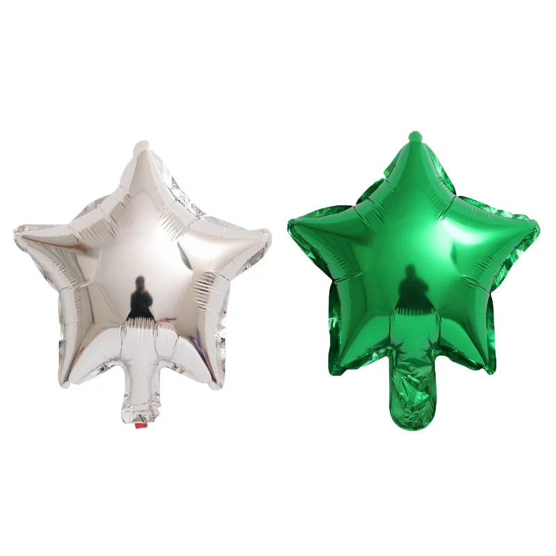 silver green 10 шт 10 дюймов пятиконечная звезда фольгированный шар для душа ребенка детский день рождения вечеринка Свадьба Декор поставки детские шары globos - Цвет: silver green