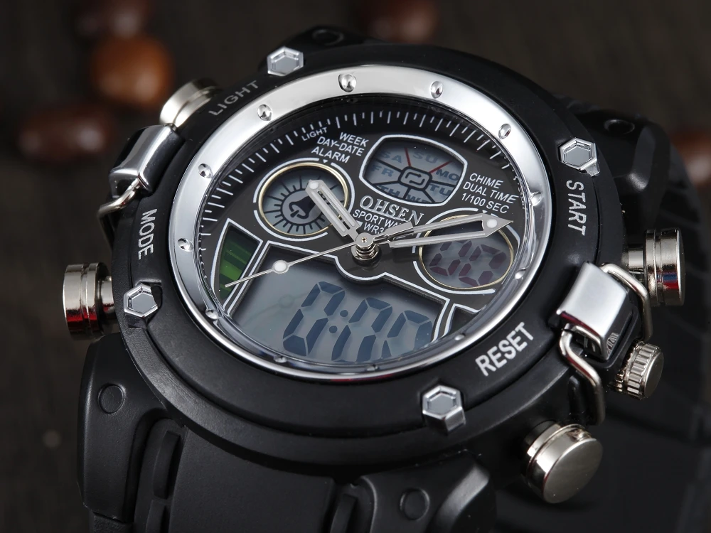 Спортивные водонепроницаемые часы с двойным дисплеем электронные светодиодные