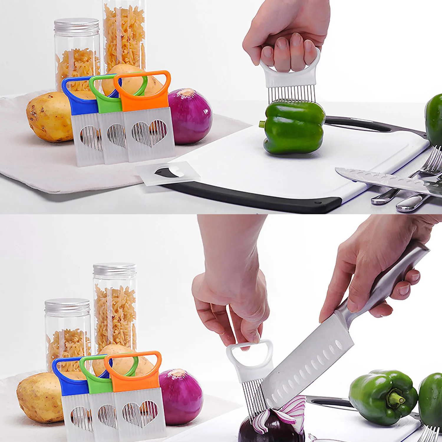 

Behogar Stainless Steel Onion Tomato Holder Meat Vegetable Holder Slicer for Home Restaurant Kitchen Cooking Tool Accessories