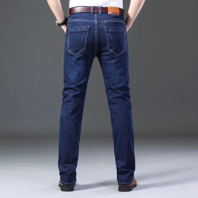 

40 42 44 Men's business casual stretch jeans New autumn and winter of 2019 Fashion slim classic men's trousers Men's blue black