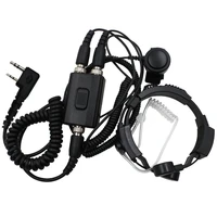 fbi tactical throat dual ptt mic speaker earpiece acoustic air tube headset for baofeng uv 5r puxing px 777 hyt tc 268 radio