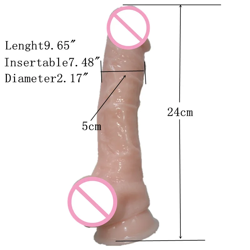 Реалистичный огромный фаллоимитатор гибкий Пенис с сильной присоской большого