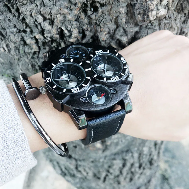 Fashion Mens Watch Top Brand Luxury Women Quartz Leather Military Sports Wristwatch Large Dial Cool Trendy | Наручные часы
