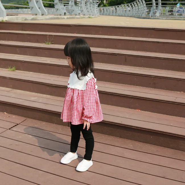 INS */2017 г. Модные весенне-летние рубашки с оборками из 100% хлопка для маленьких