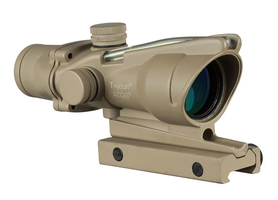 Охота Прицел ACOG 4X32 настоящий волоконный оптика красный освещенный точечный элемент Chevron Стекло гравированный сетка тактический оптический прицел