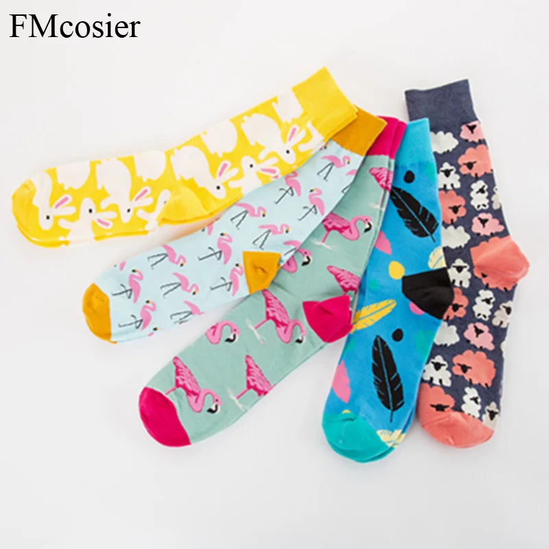 7 пар высококачественны чёсаный хлопковые носки с узором длинные гольфы для