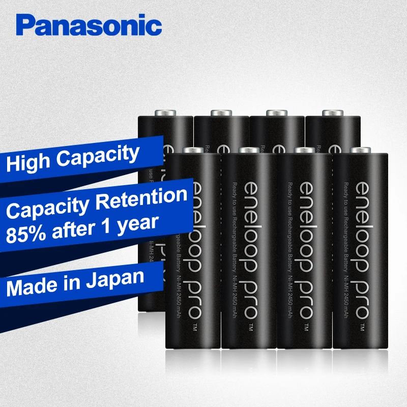 Оригинальные батареи Panasonic Eneloop большой емкости 2550 мАч 8 шт./2 комплекта Сделано в