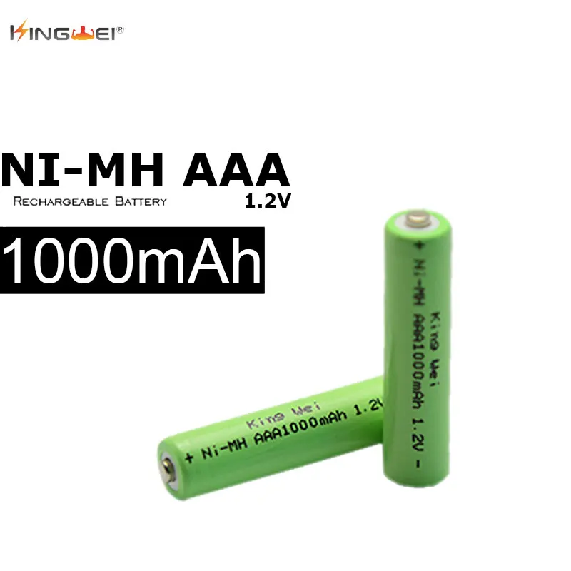 4 шт. KingWei зеленый AAA 1 2 v Ni-MH аккумуляторные батареи реальная емкость 1000mAh батарея |