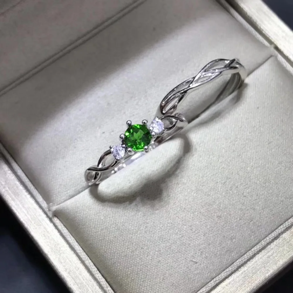 Женское вечерние ЦО из серебра 925 пробы с натуральным зеленым диопсидом|gemstone