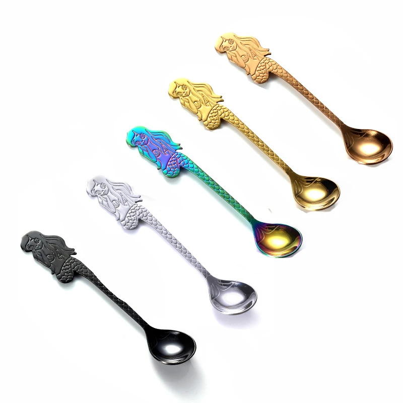 Милая кофейная ложка русалка нержавеющая сталь класса FDA маленькая подвеска