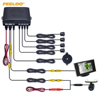 FEELDO 1Set Car 4-sensor Rearview Parking Sensor Reversing System With 3.5inch Monitor and 16.5mm Camera #FD-2762