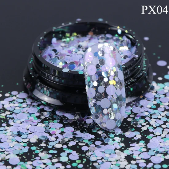 PX04 Блеск для ногтей хлопья 3D Круг Круглый шестигранники Блестки для нейл Арта(искусство украшения ногтей) блестящие пайетки украшения акриловый лак Маникюр TRPX01-12 - Цвет: PX04