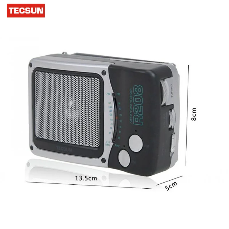 TECSUN радио R208 двухдиапазонный AM/FM портативный карманный D-размер батареи рабочего стола высокочувствительное радио цифровой приемник