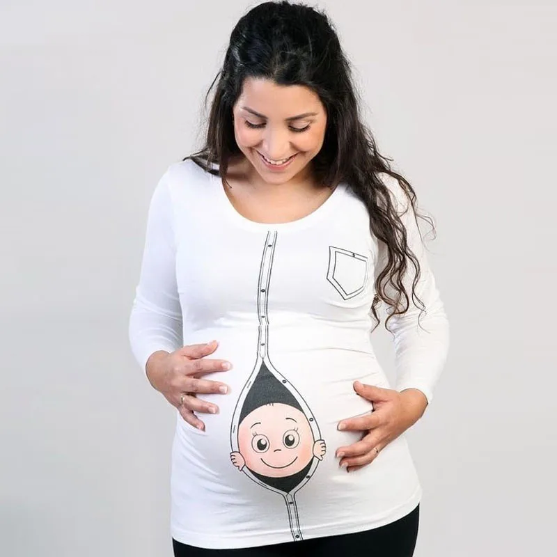 2016 Осень Случайный Стиль Беременность Материнство Беременная Женщина Футболка