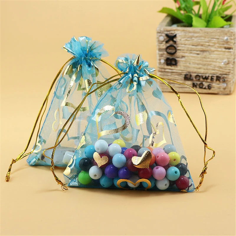 Мешочки из органзы 100 шт. 9x12 см сумка на шнурке для ювелирных изделий подарок