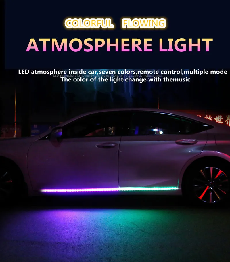 Rgb гибкая Светодиодная лента для автомобиля новый контроль декоративная