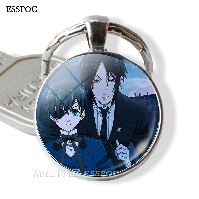 Черный Батлер металлический брелок Kuroshitsuji Ciel Phantomhive Sebastian Grell Madame Red Emblem Аниме Манга брелок для ключей - Цвет: as show