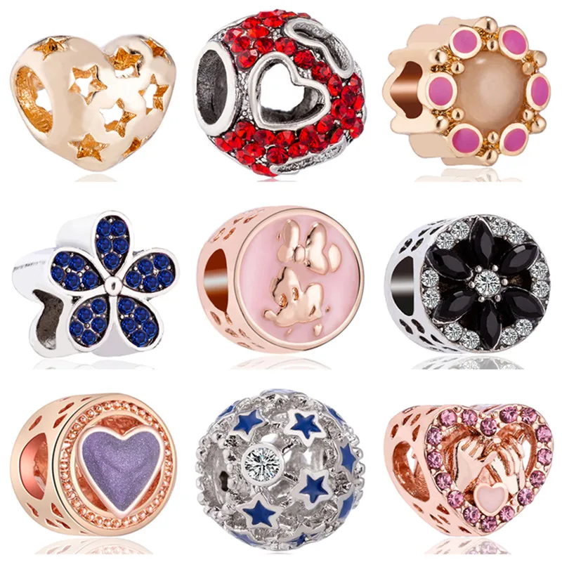 Простой стиль полый бант звезда цветок Микки хрустальное сердце амулеты