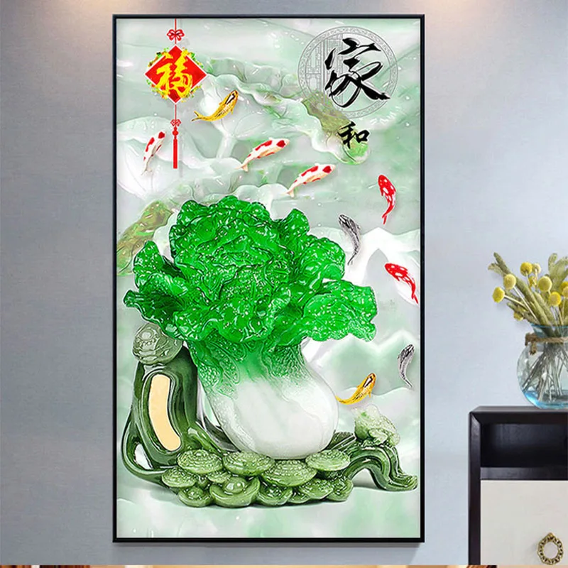 QIANZEHUI вышивка своими руками круглая Алмазная китайская капуста полная стразы