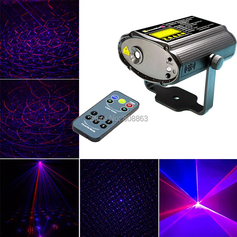 Mini Red Blue Laser Stars Lines Pattern Projector Remote Lighting Light Dance Disco Bar Party DJ Xmas Effect Stage Show B41D25