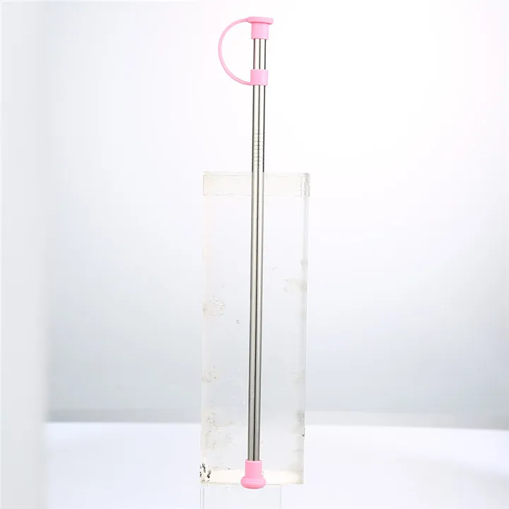 Pink Straight Многоразовая соломинка из нержавеющей стали крепкая изогнутая прямая соломинка для напитков с чистящей щеткой вечерние аксессуары - Цвет: Pink Straight