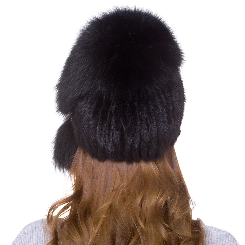 

JKP new mink fur cap with fox fur hat for women Genuine Natural skin winter hats Russian mink fur hat DHY18-13