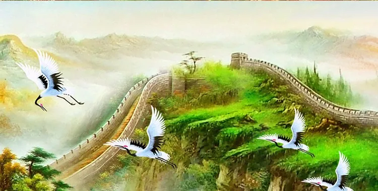 QIANZEHUI, Рукоделие, сделай сам, печать, пейзаж, вышивка крестиком, сосна и Великая стена, для вышивания, наборы для вышивания крестиком