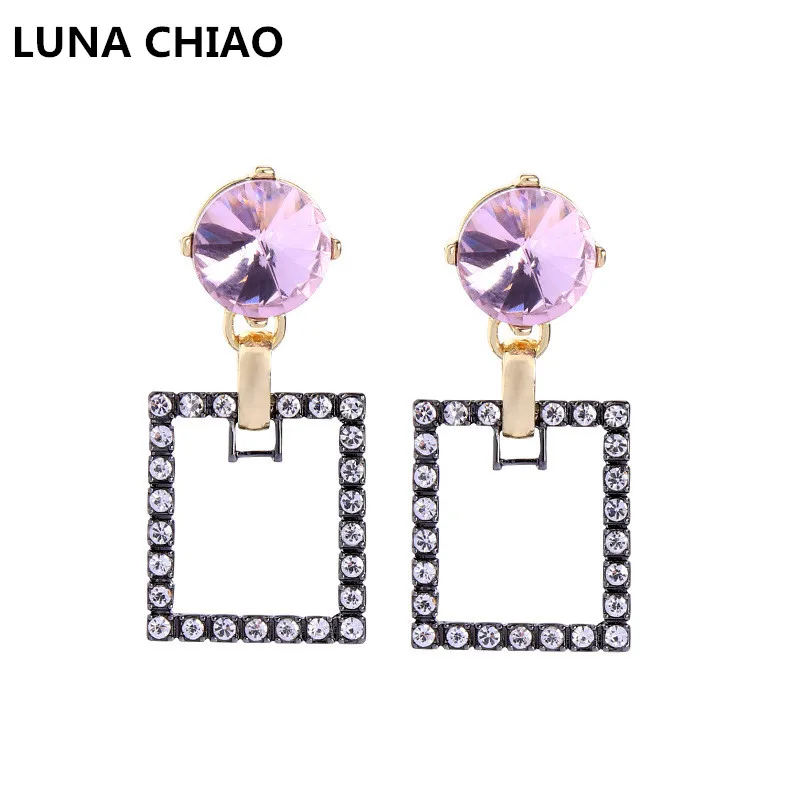 Luna Чао геометрический Винтаж металлические серьги проложить Кристалл Rhinestone