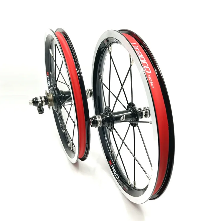 Bestellen Litepro 14 Zoll 412 Folding Bike Laufradsatz 14x1,5/1,75 Doppel Wand Vorne Legierung 16 Loch Hinten 20 Loch 9 T/10 T Single Speed Rad Set