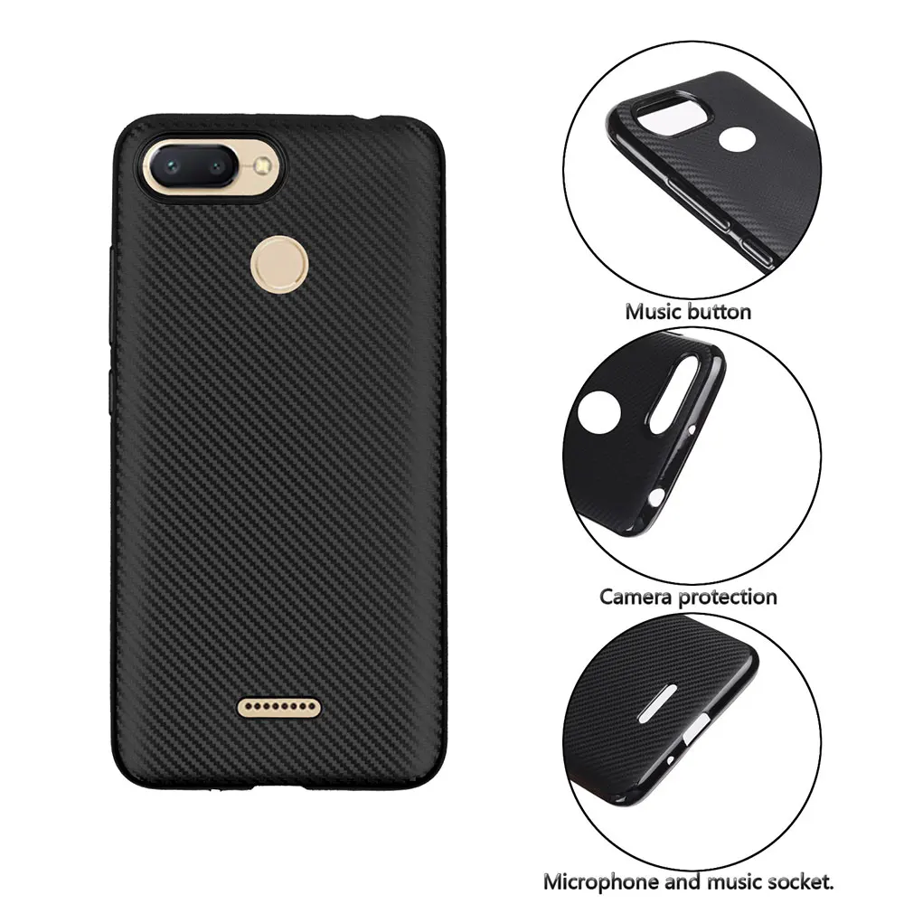 LOKAKA Case For Xiaomi redmi 6 redmi6 Luxury Full Protective Carbon Fiber Soft TPU Cover Cases Phone Bags |