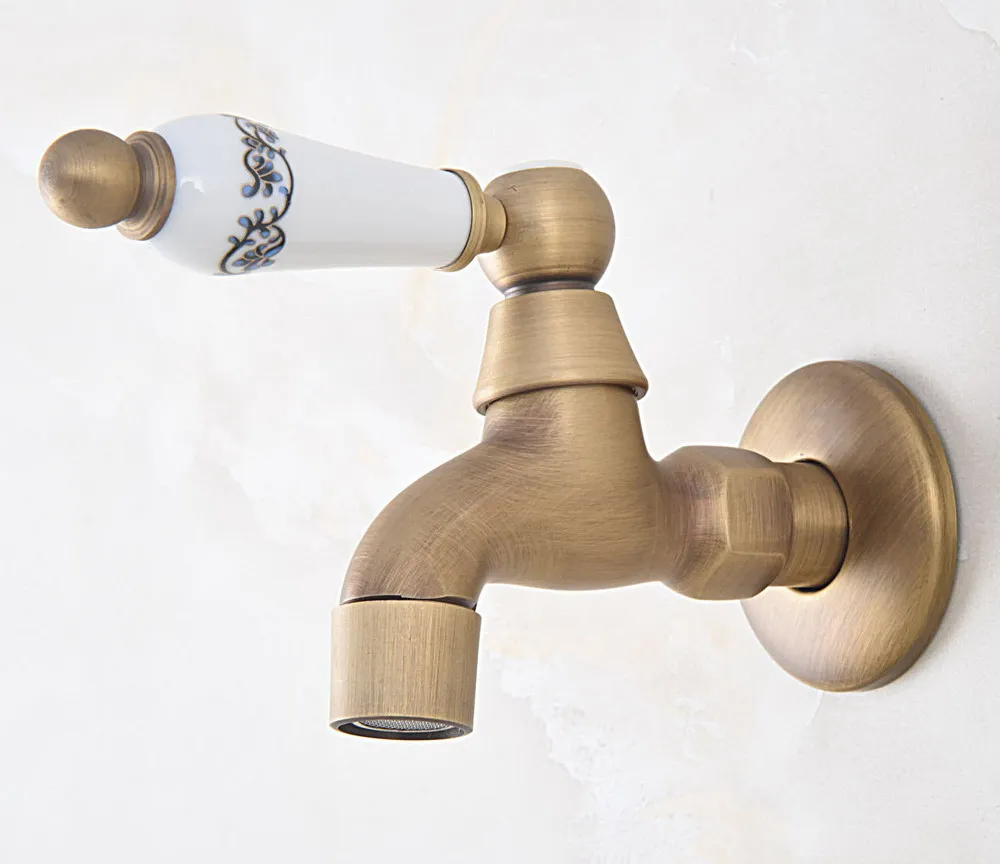 

Antique Brass Wall Mounted Single Ceramic Handle Bathroom Mop Pool Faucet /Garden Water Tap / Laundry Sink Water Taps mav319