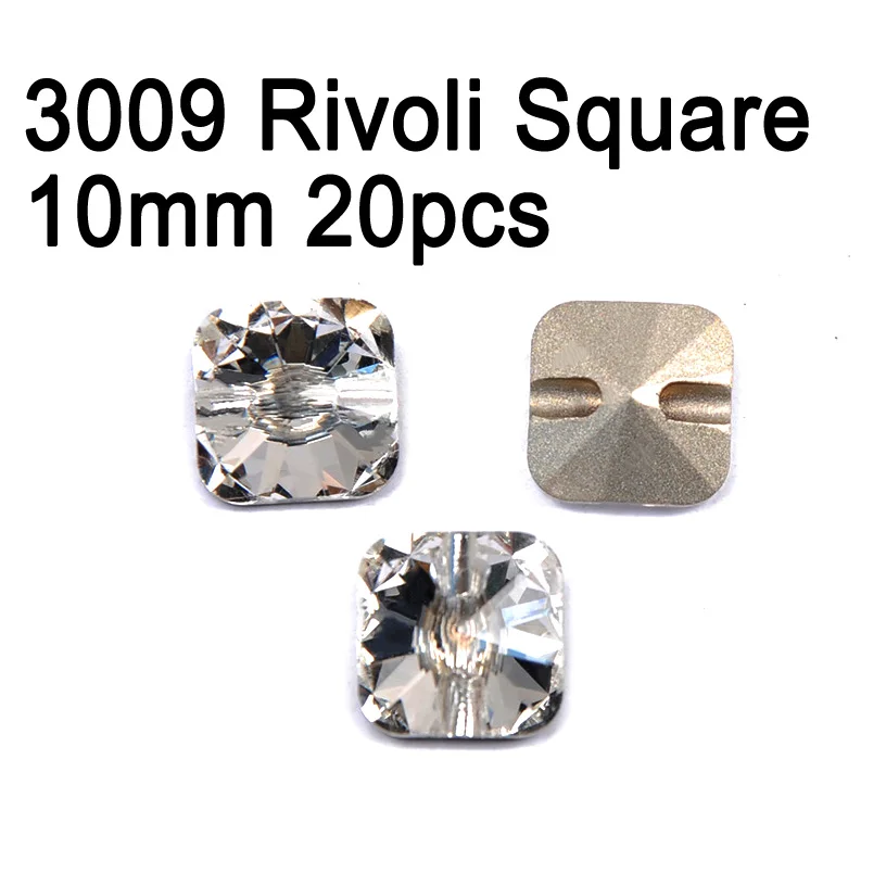 Square 10mm 20pcs Кристально чистые различные кнопки Стразы botones пришить кнопку DIY Стразы оснастки ремесло для ювелирных изделий одежды диван костюм - Цвет: Square 10mm 20pcs